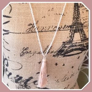 LOFT Long Necklace Clear Beads & Tassel - NWT